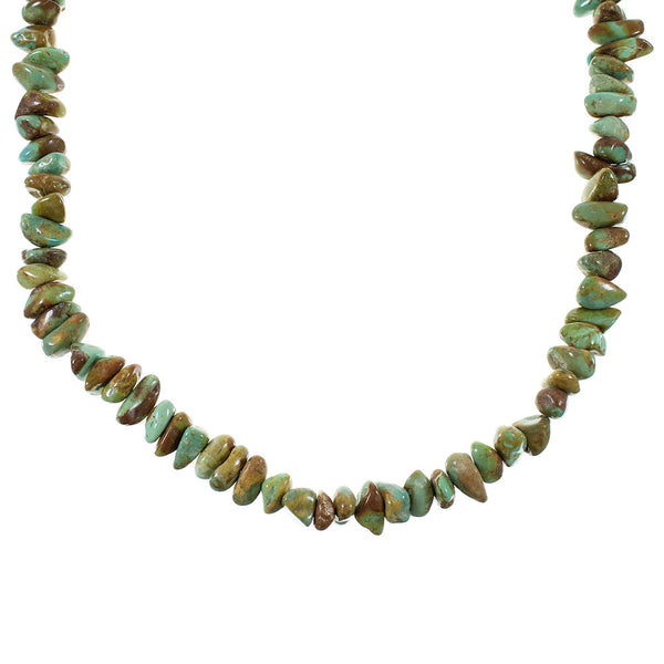 Silver Kingman Turquoise Navajo Jewelry Bead Necklace AX99945